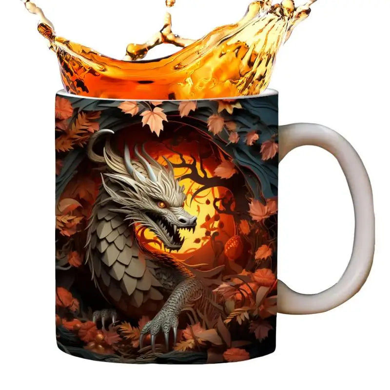 Anime Dragon Mug 3D Effect Dragon Print Ceramic Coffee Cup
