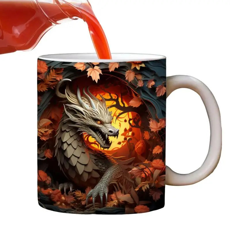 Anime Dragon Mug 3D Effect Dragon Print Ceramic Coffee Cup