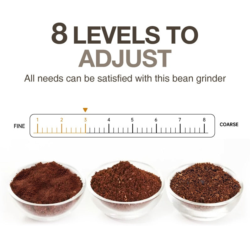 HiBREW 8 Settings Electric Coffee Bean Grinder for Espresso or American Drip coffee Durable Flat Burr Die-casting Housing G1