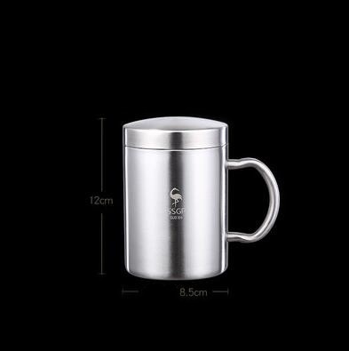 Double Layer 304 Stainless Steel Cup Handgrip Tea Water Travel Coffee Mug 400ml