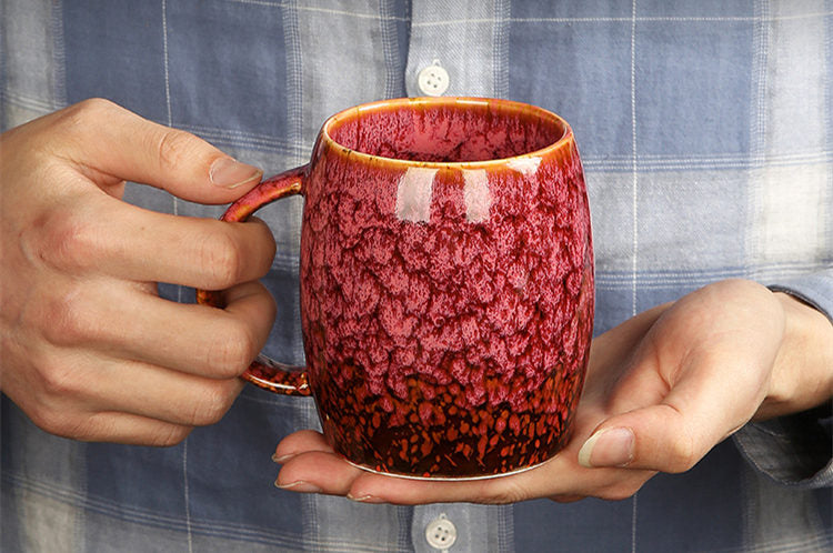 Creative Mug Large Capacity Simple Ceramic Cup Couple Japanese-Style Coffee Cup Kiln Baked Drinking Mug 460ML