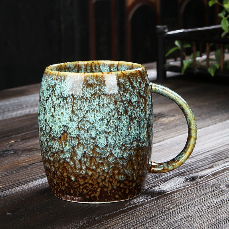 Creative Mug Large Capacity Simple Ceramic Cup Couple Japanese-Style Coffee Cup Kiln Baked Drinking Mug 460ML