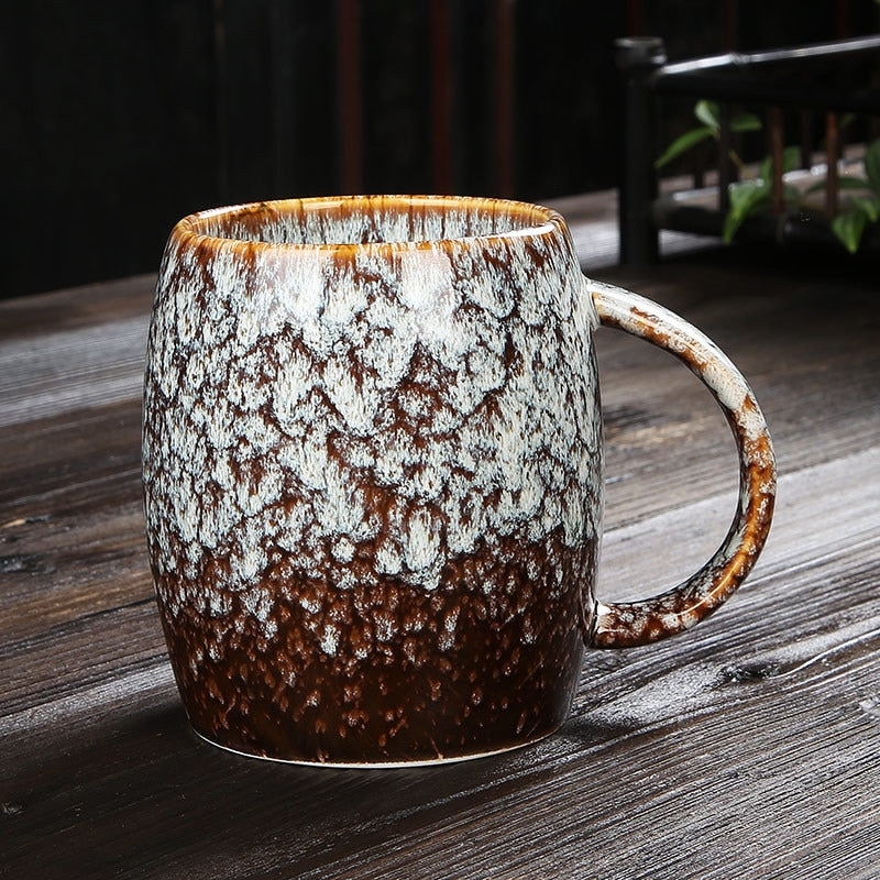 Creative Mug Large Capacity Simple Ceramic Cup Couple Japanese-Style Coffee Cup Kiln Baked Drinking Mug 460ML