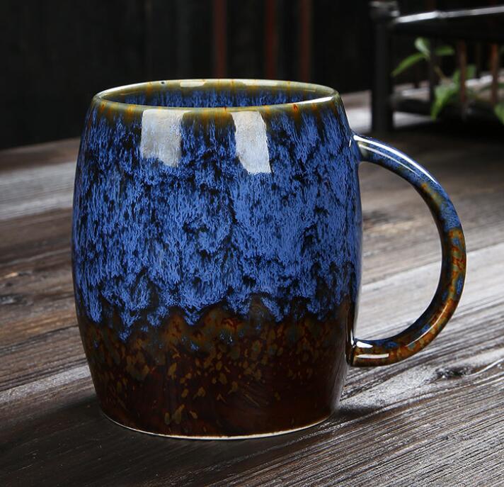 Creative Mug Large Capacity Simple Ceramic Cup Couple Japanese-Style Coffee Cup Kiln Baked Drinking Mug 460ML