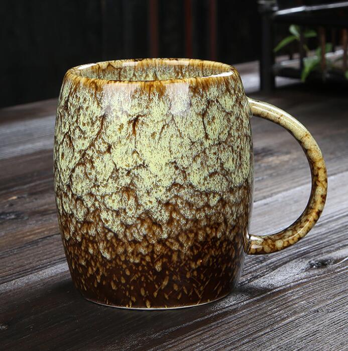 Creative Mug Large Capacity Simple Ceramic Cup Couple Japanese-Style Coffee Cup Kiln Baked Drinking Mug 460ML
