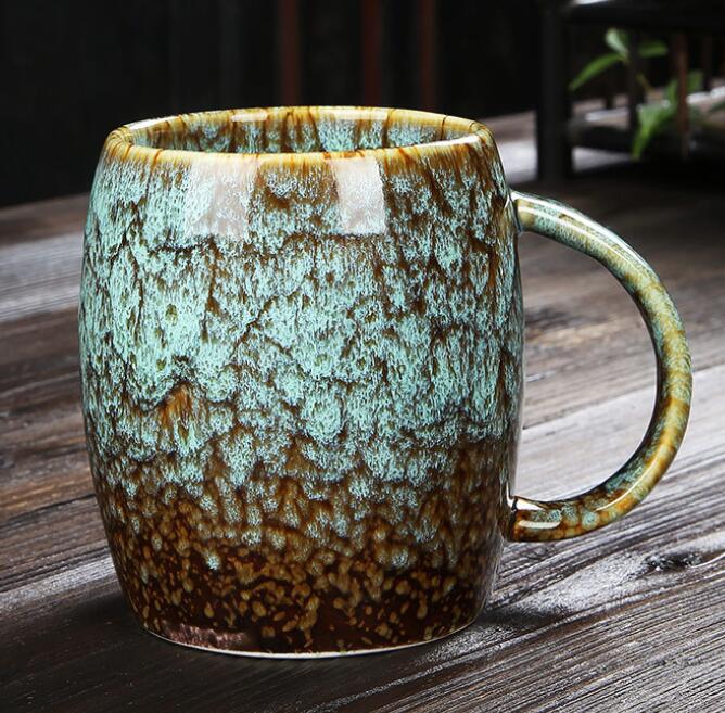 Creative Mug Large Capacity Simple Ceramic Cup Couple Japanese-Style Coffee Cup Kiln Baked Drinking Mug 460ML