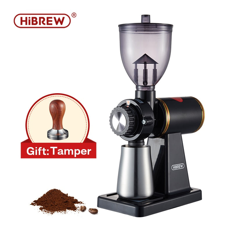 HiBREW 8 Settings Electric Coffee Bean Grinder for Espresso or American Drip coffee Durable Flat Burr Die-casting Housing G1
