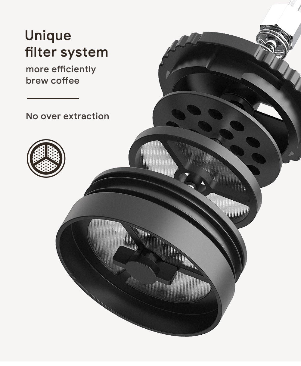 Portable Coffee Maker Stainless Steel Insulated Coffee Press Car Travel French Press Tea Maker Coffee Pot Outdoor Coffee Mug Cup