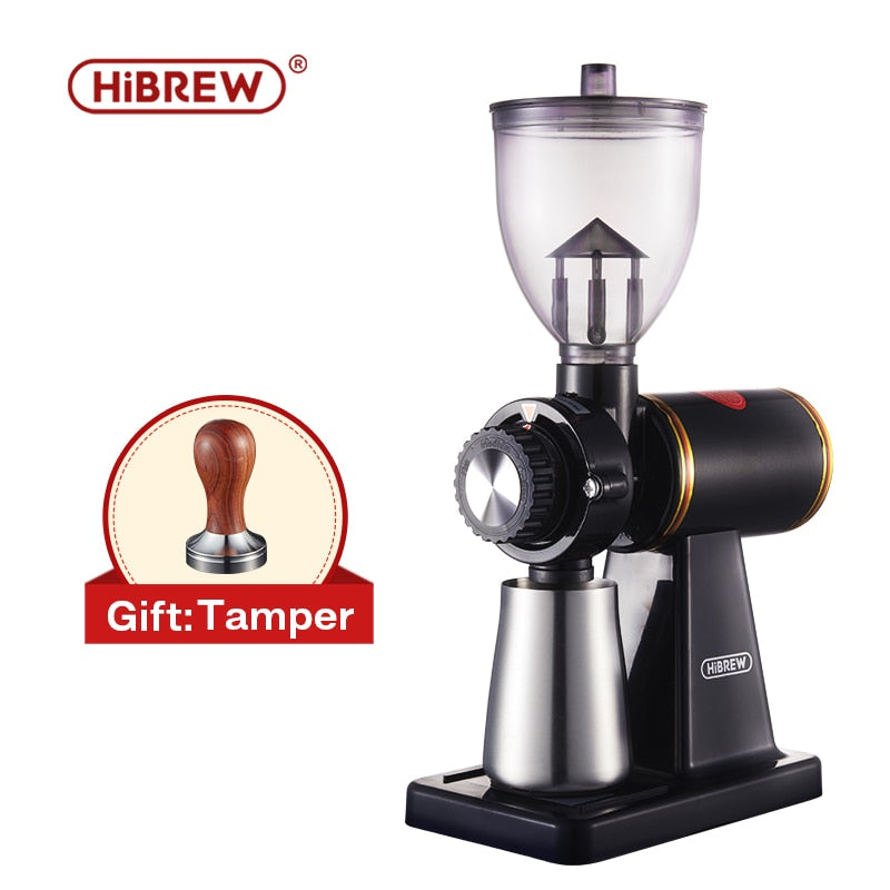HiBREW 8 Settings Electric Coffee Bean Grinder for Espresso or American Drip coffee Durable Flat Burr Die-casting Housing G1