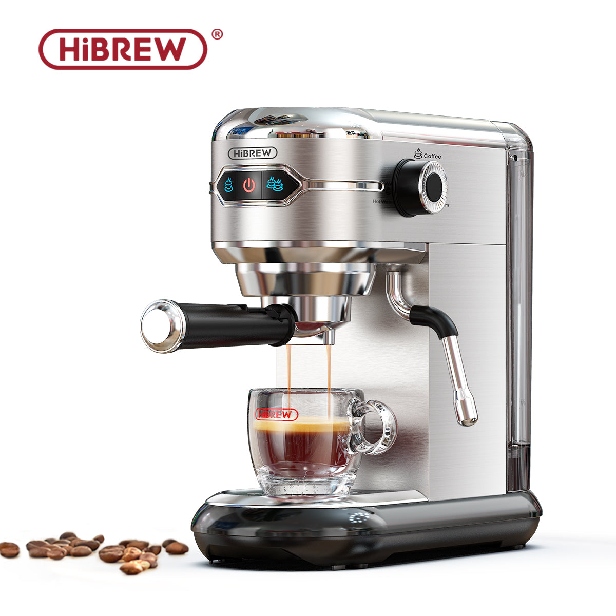 HiBREW Coffee Maker Cafetera 19 Bar Inox Semi Automatic Super Slim ESE POD& Powder Espresso Cappuccino Machine Hot Water H11