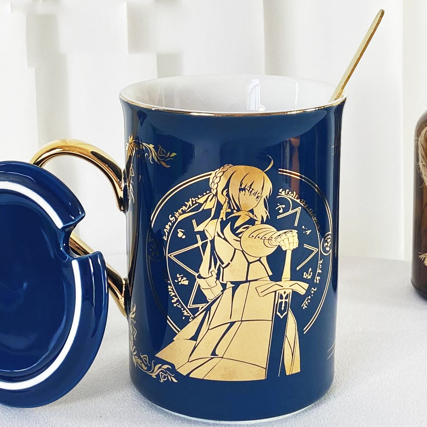 Anime Fate/stay night Tohsaka Rin Saber Gold Stamping Ceramic