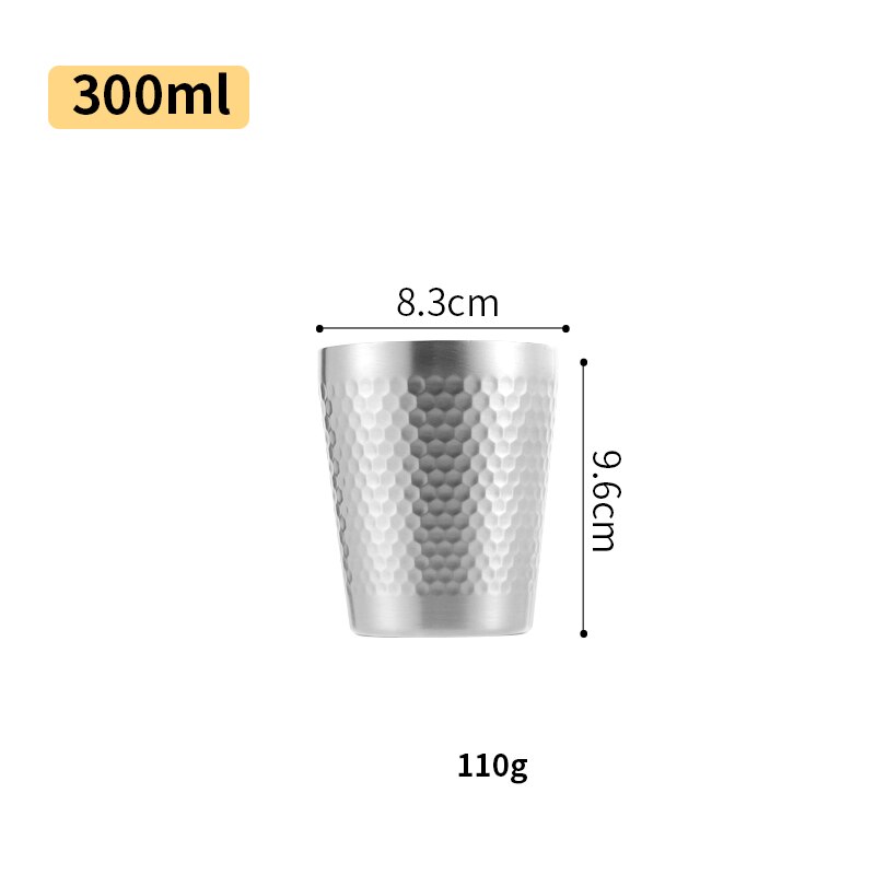 Double-Wall 304 Stainless Steel Mug Hammer Diamond Texture Coffee Double-Wall Prevents Scalding Mug Beer Cup Water Mugs