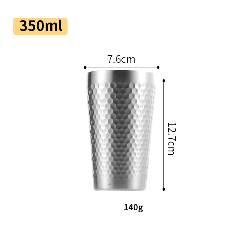 Double-Wall 304 Stainless Steel Mug Hammer Diamond Texture Coffee Double-Wall Prevents Scalding Mug Beer Cup Water Mugs