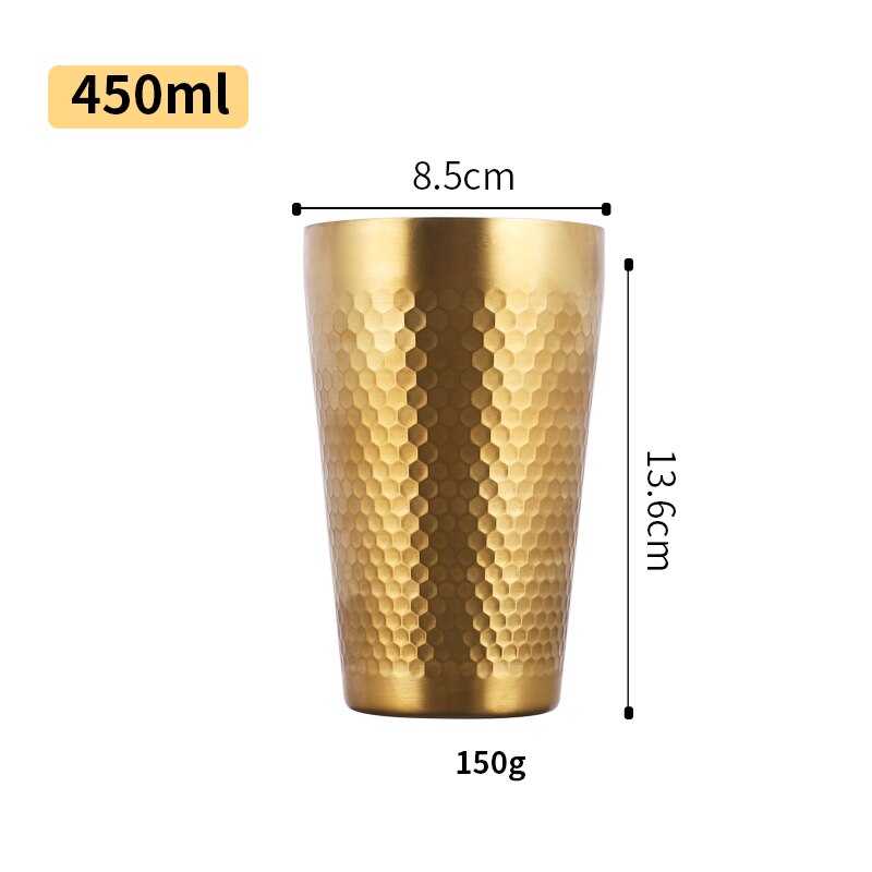 Double-Wall 304 Stainless Steel Mug Hammer Diamond Texture Coffee Double-Wall Prevents Scalding Mug Beer Cup Water Mugs