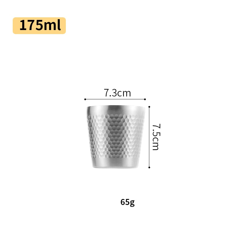 Double-Wall 304 Stainless Steel Mug Hammer Diamond Texture Coffee Double-Wall Prevents Scalding Mug Beer Cup Water Mugs