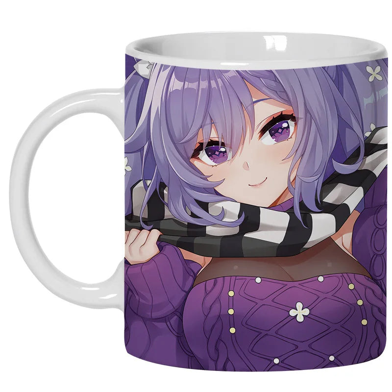 New Anime Genshin Impact KEQING Ceramic Mug Cup Cartoon Coffee Cup