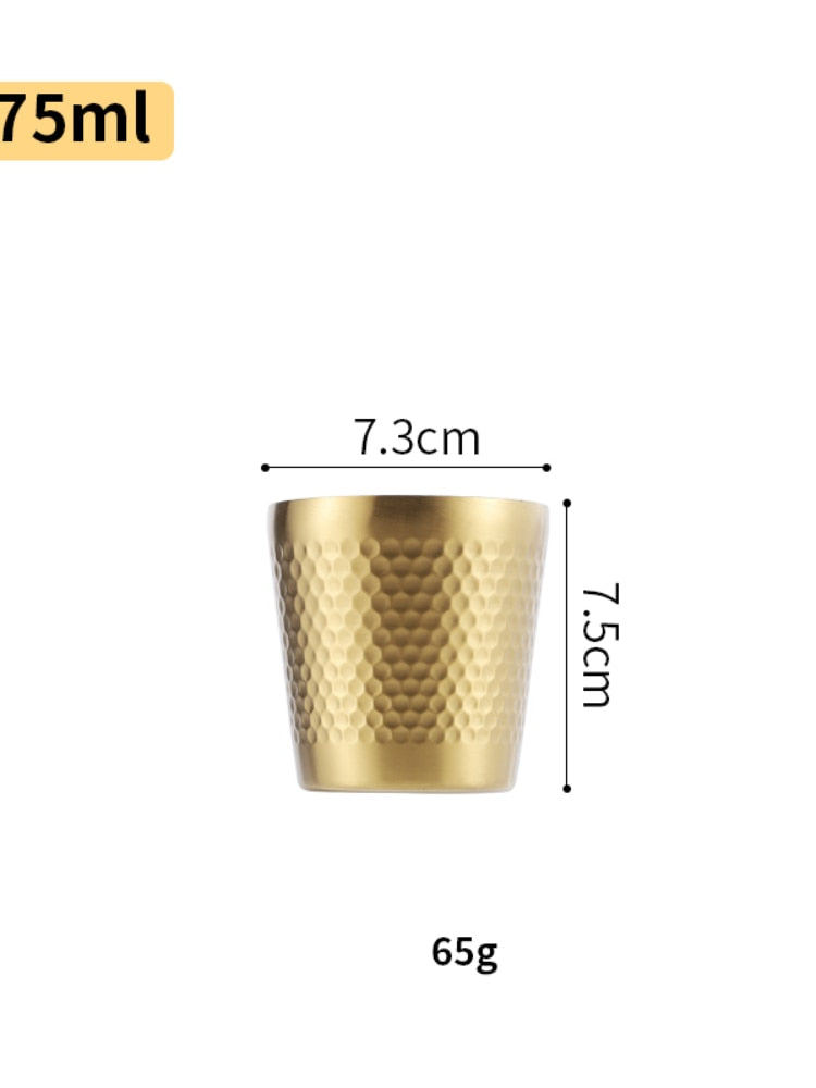 Double-Wall 304 Stainless Steel Mug Hammer Diamond Texture Coffee Double-Wall Prevents Scalding Mug Beer Cup Water Mugs