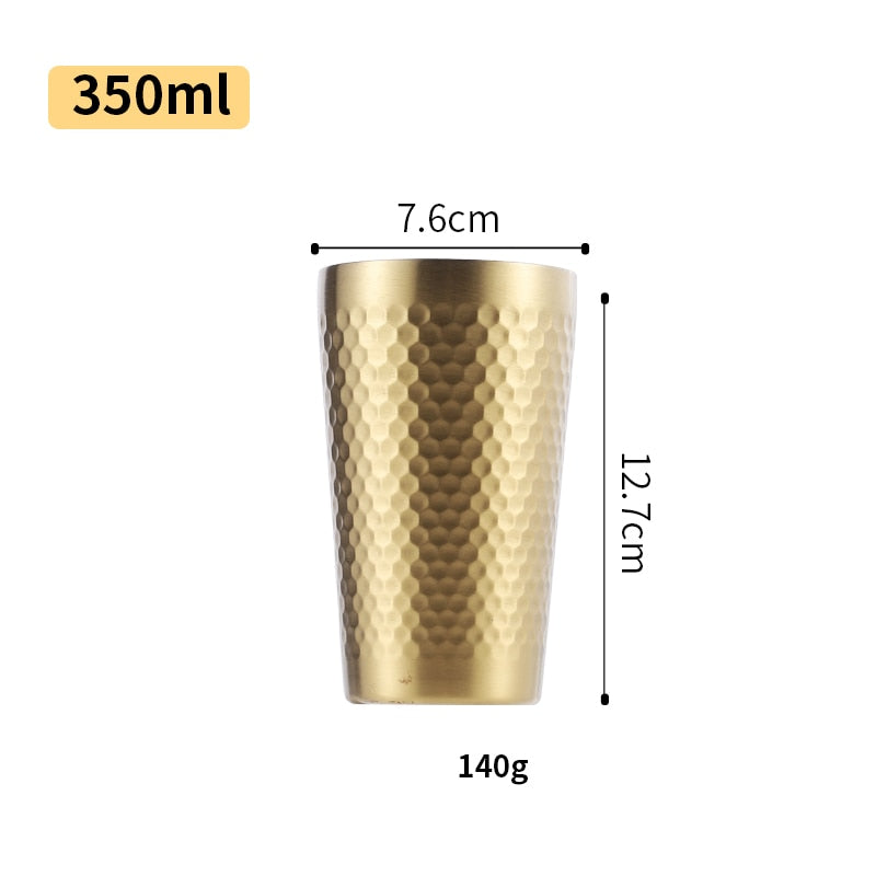Double-Wall 304 Stainless Steel Mug Hammer Diamond Texture Coffee Double-Wall Prevents Scalding Mug Beer Cup Water Mugs