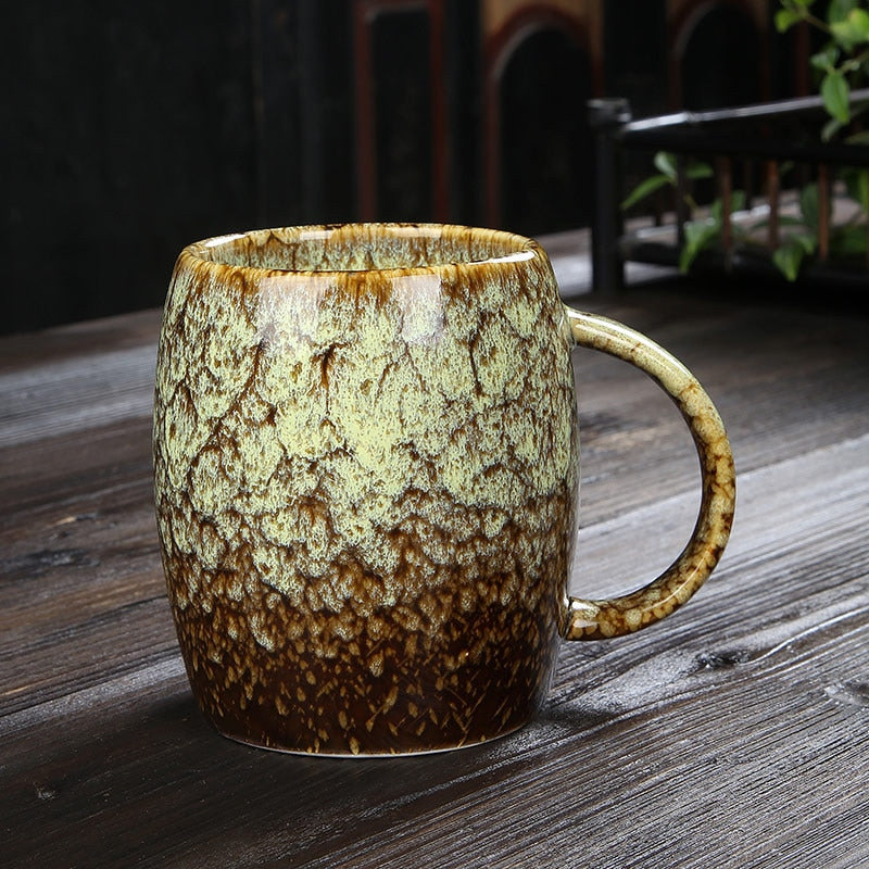 Creative Mug Large Capacity Simple Ceramic Cup Couple Japanese-Style Coffee Cup Kiln Baked Drinking Mug 460ML