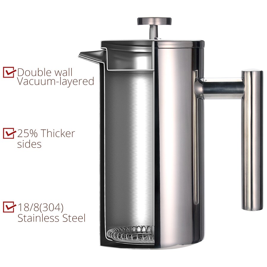 Best French Press Coffee Maker - Double Wall 304 Stainless Steel - Kee –  Boss Brew Coffee