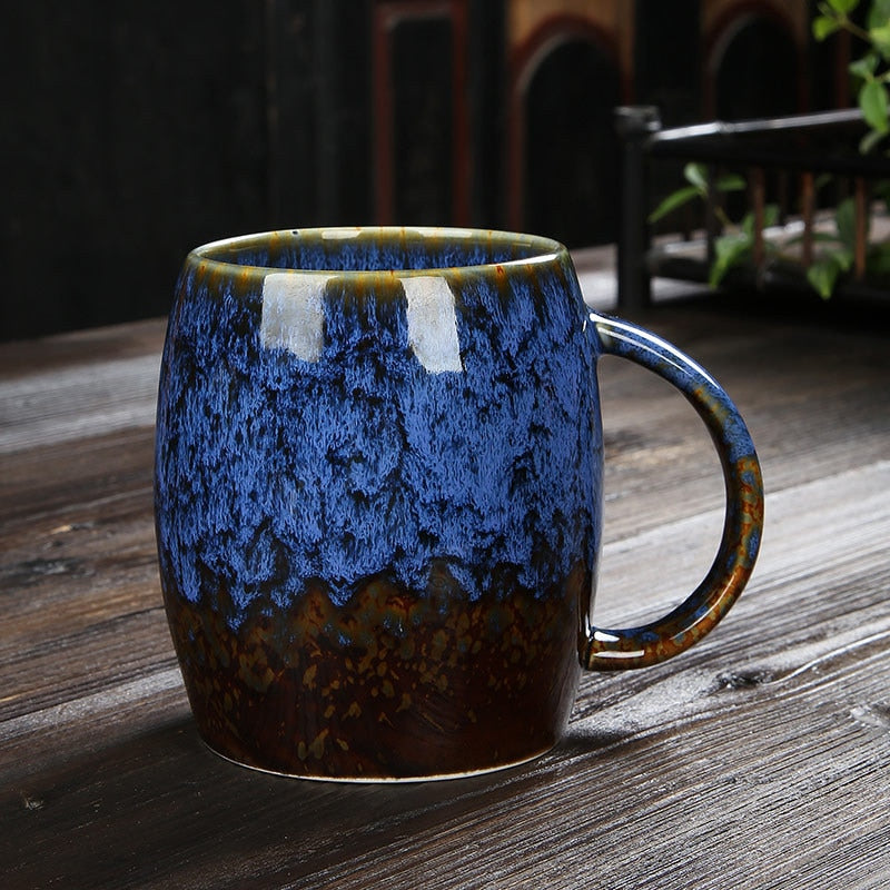 Creative Mug Large Capacity Simple Ceramic Cup Couple Japanese-Style Coffee Cup Kiln Baked Drinking Mug 460ML