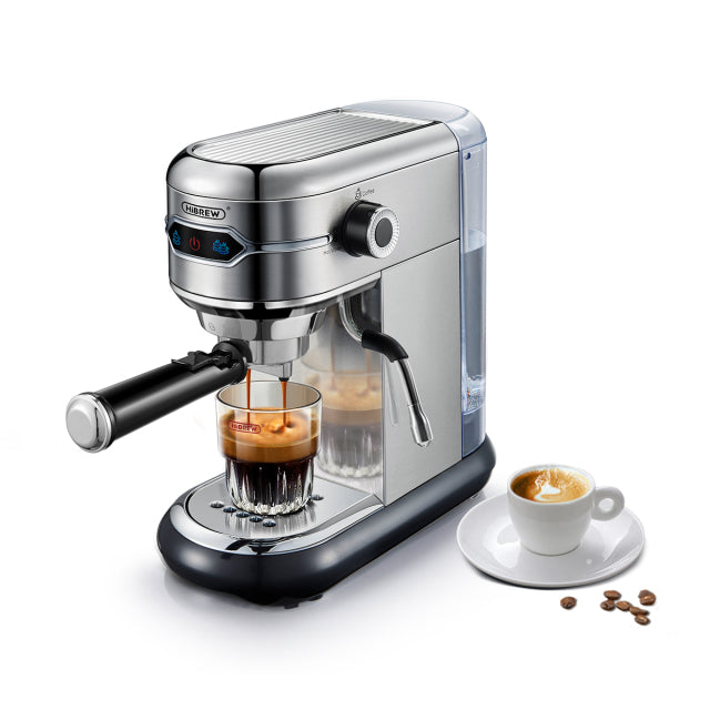 HiBREW Coffee Maker Cafetera 19 Bar Inox Semi Automatic Super Slim ESE POD&amp; Powder Espresso Cappuccino Machine Hot Water H11