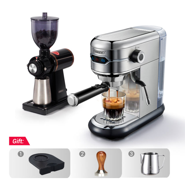 HiBREW Coffee Maker Cafetera 19 Bar Inox Semi Automatic Super Slim ESE POD&  Powder Espresso Cappuccino Machine Hot Water H11